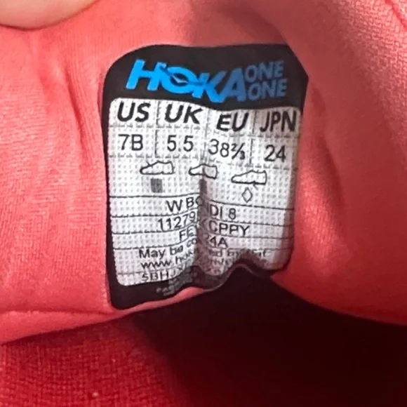 Hoka - Coral and Lime Athletic Shoes - Picture 2 of 7